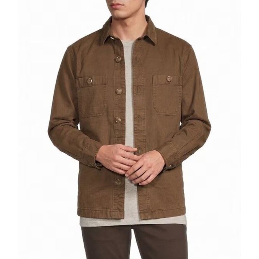 ROWM Men’s Long Sleeve Shirt Jacket Size XXL NWOT Brown Cotton Canvas